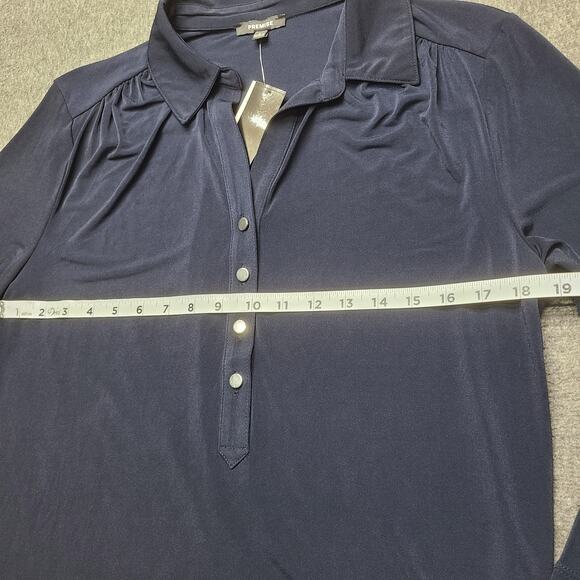 Premise Shirt Womens Large Navy Blue Collared Popover Henley Stretch NWT P910110 - Picture 4 of 10